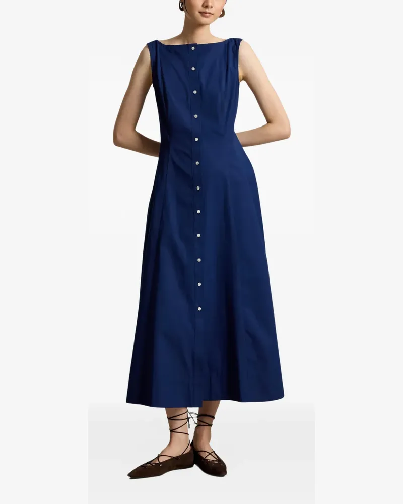 Ralph Lauren Maxikleid mit U-Boot-Ausschnitt - Blau Blau