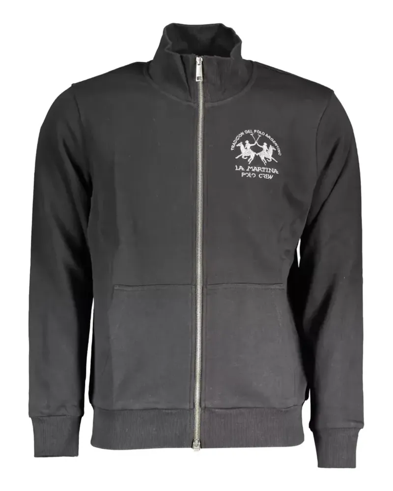 La Martina logo-embroidered zip-up sweatshirt - Schwarz Schwarz