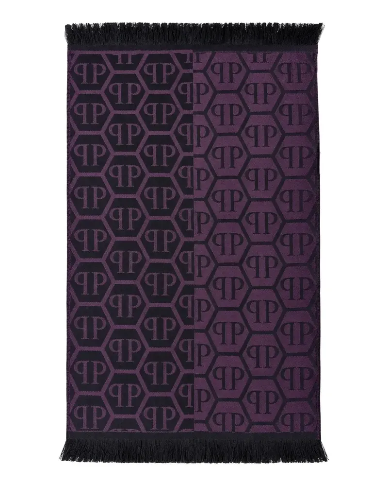 Philipp Plein Schal mit Logo-Monogramm und Fransen - Violett Violett