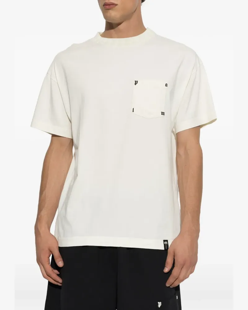Palm Angels logo-print pocket T-shirt - Nude Nude