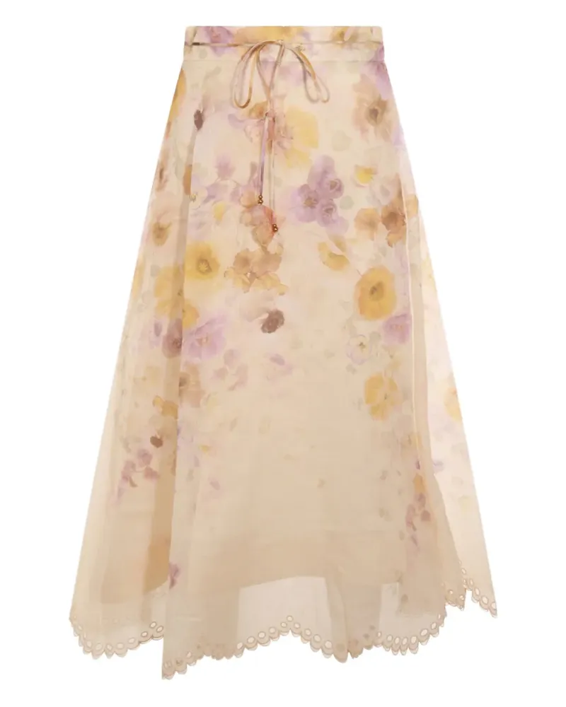 Zimmermann floral-print midi skirt - Nude Nude