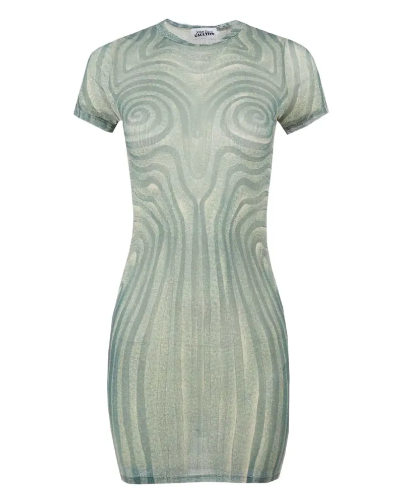 Jean Paul Gaultier Mesh-Kleid mit Spiral-Print - Blau Blau