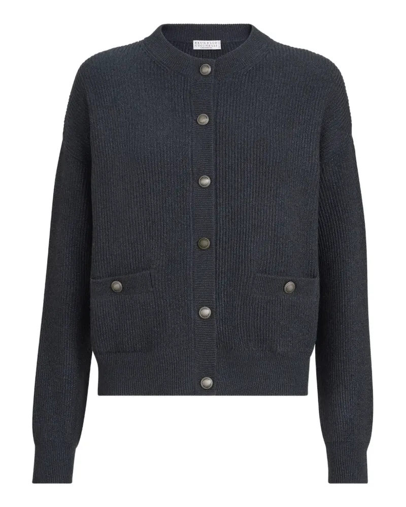 Brunello Cucinelli sparkling cashmere English rib cardigan - Blau Blau