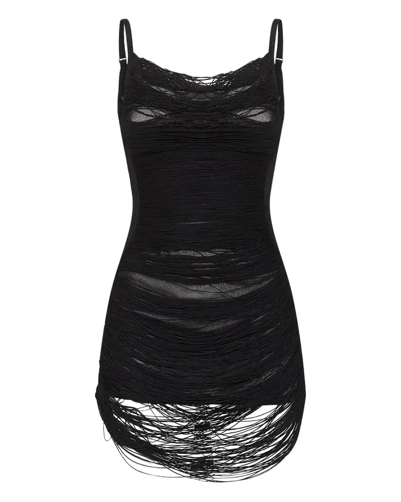ATTICO Minikleid mit Fransen - Schwarz Schwarz