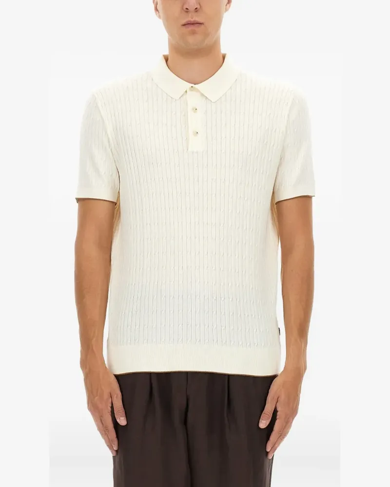 HUGO BOSS Geripptes Poloshirt - Nude Nude