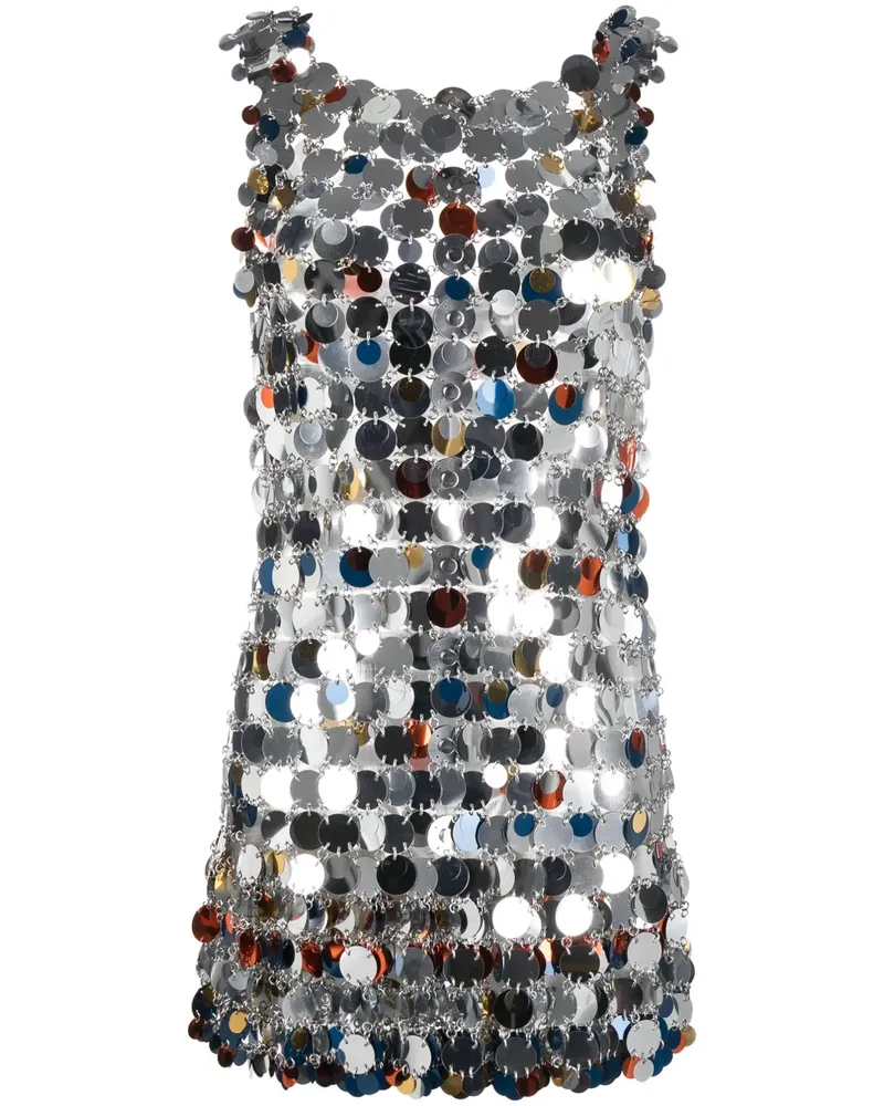 Paco Rabanne Minikleid mit Pailletten - Silber Silber