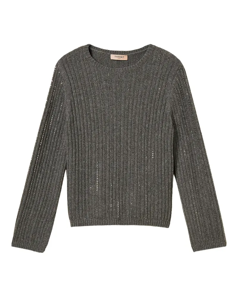 Twin-Set Pullover mit Strass - Grau Grau