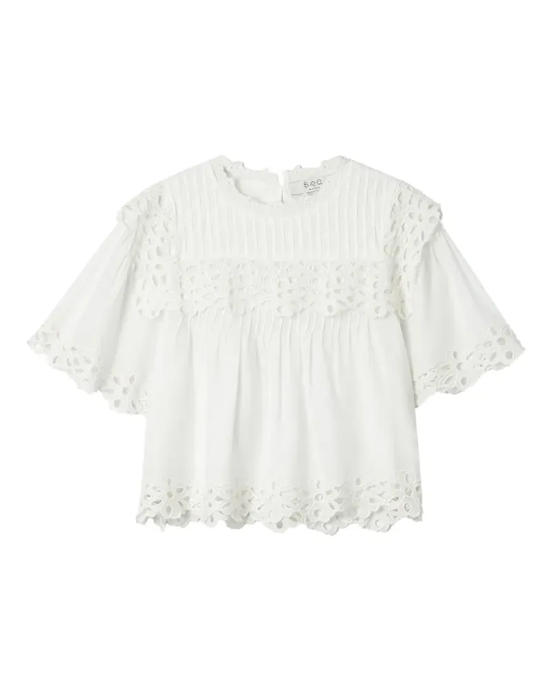 Sea Bluse mit Lochstickerei - Weiß Weiß