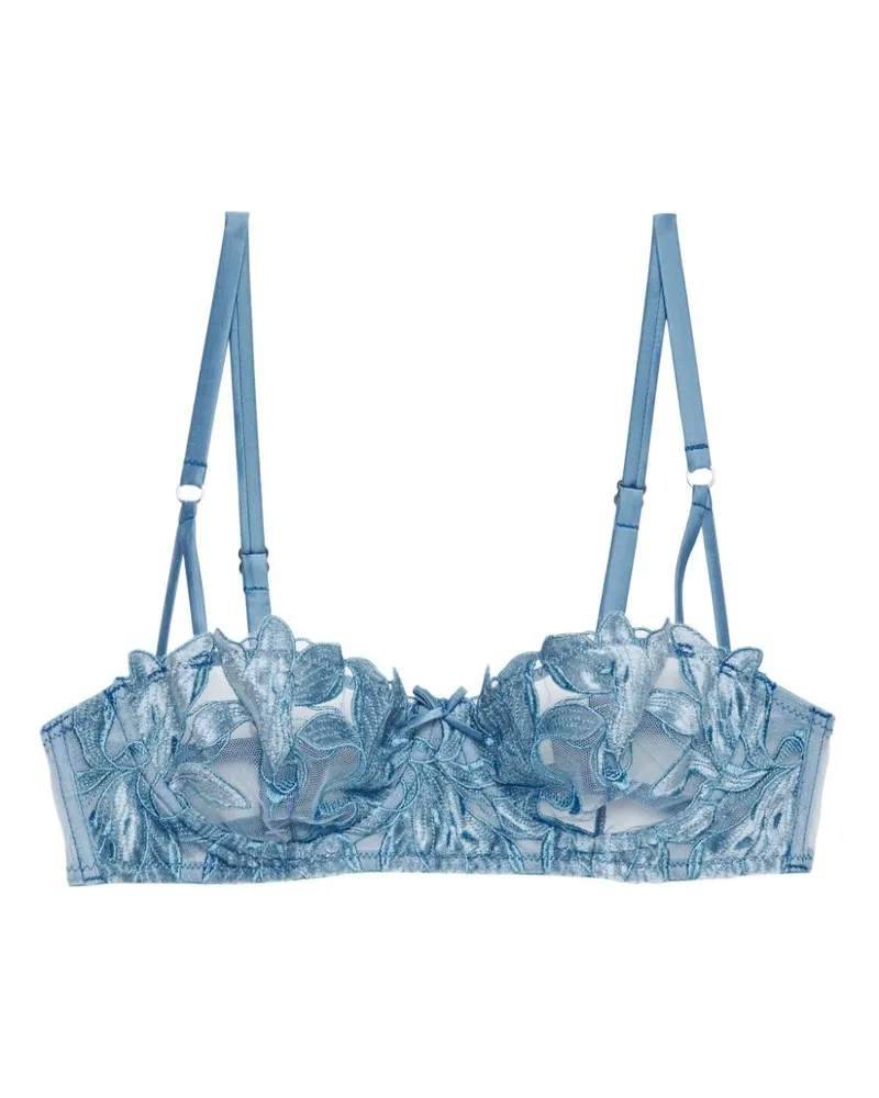 Fleur Du Mal Velvet Lily Balconette-BH - Blau Blau