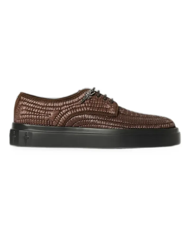 Cesare Paciotti Venus woven-raffia derby shoes - Braun Braun
