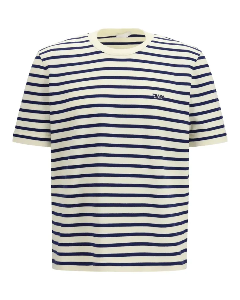 Prada striped crew-neck T-shirt - Nude Nude