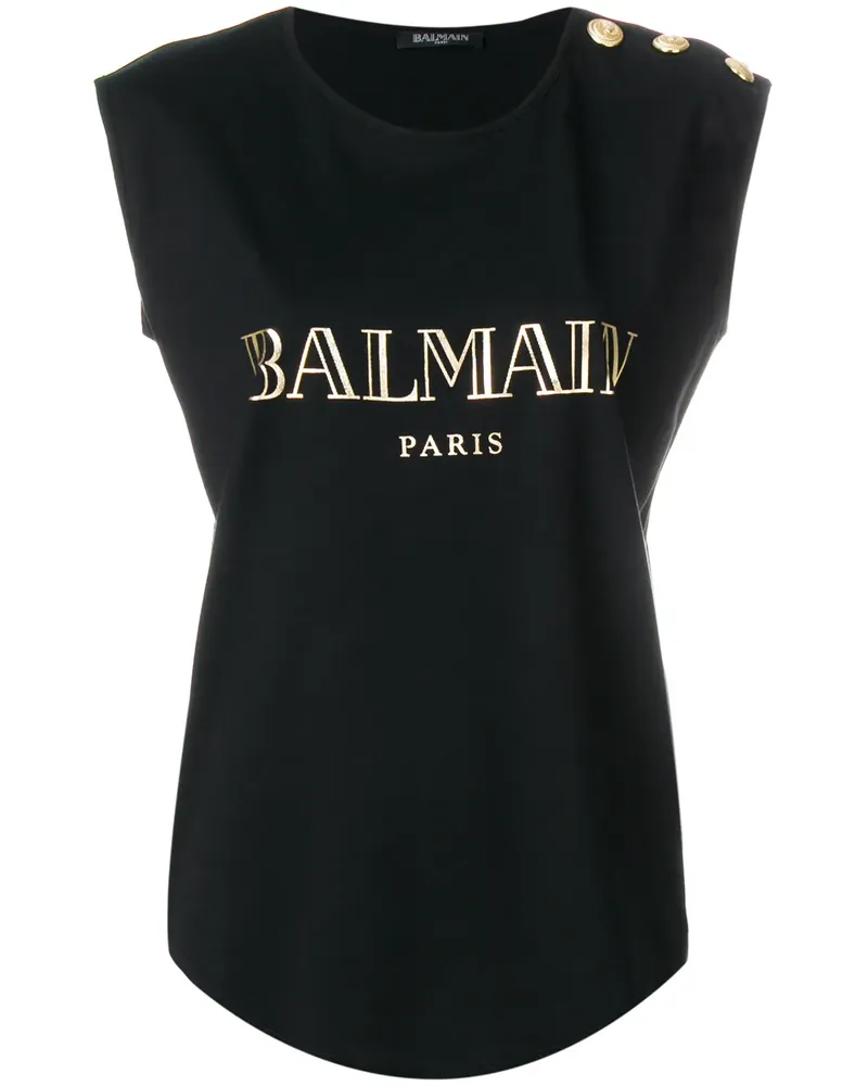 Balmain Top mit Logo - Schwarz Schwarz