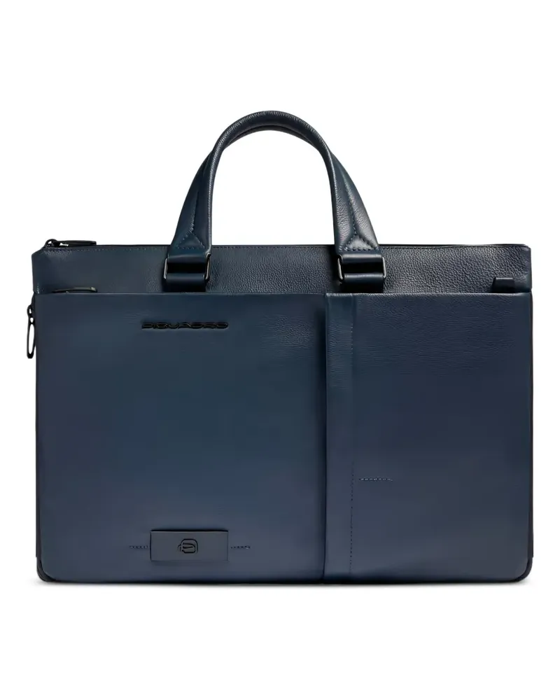 Piquadro shock-absorbing leather laptop bag - Blau Blau