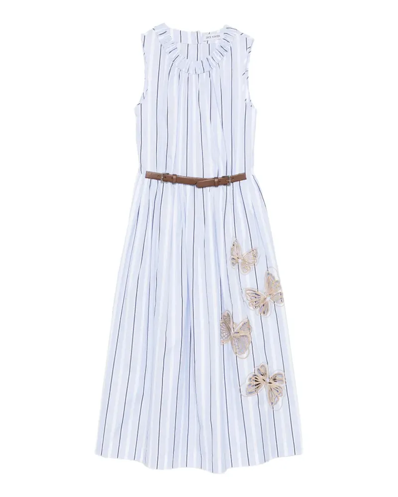 Dice Kayek butterfly embroidered stripe dress - Blau Blau