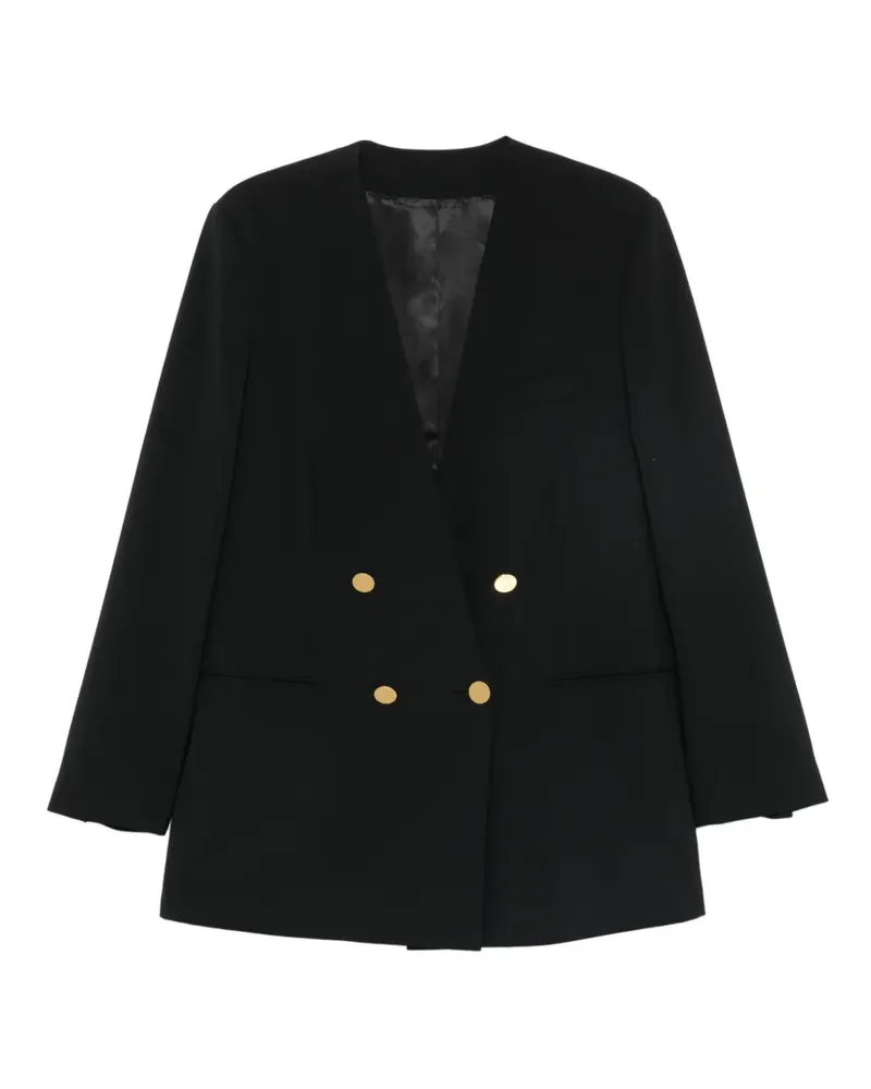 Alberta Ferretti double-breasted collarless blazer - Schwarz Schwarz