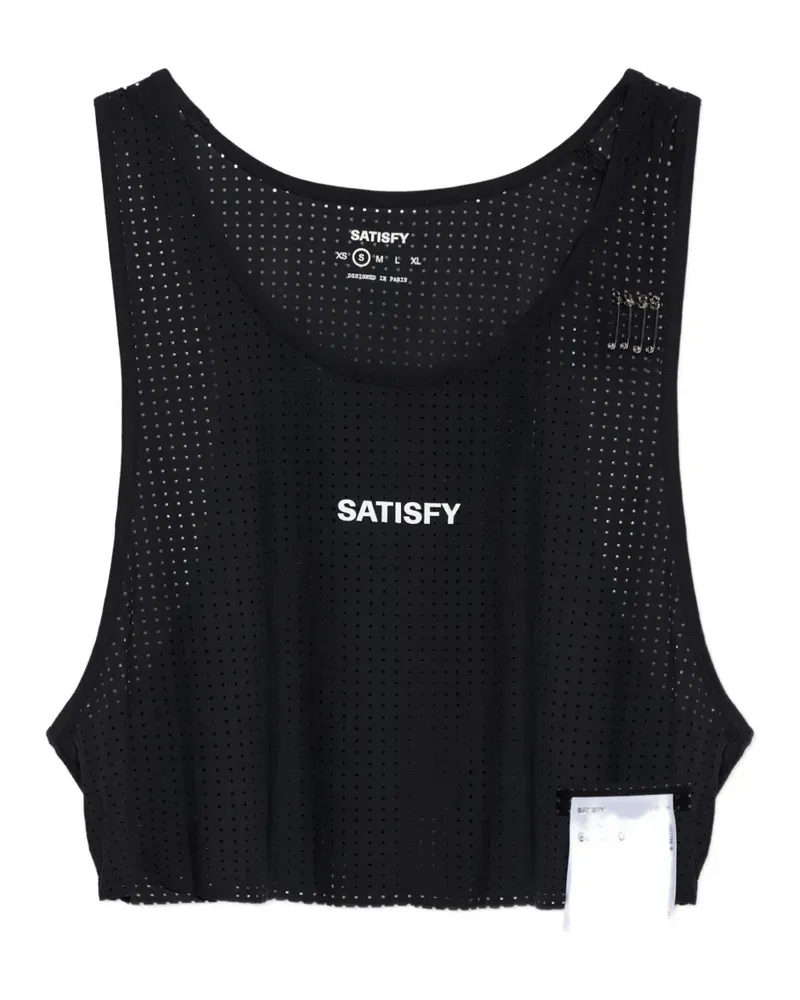 Satisfy Space-O perforated-design tank top - Schwarz Schwarz