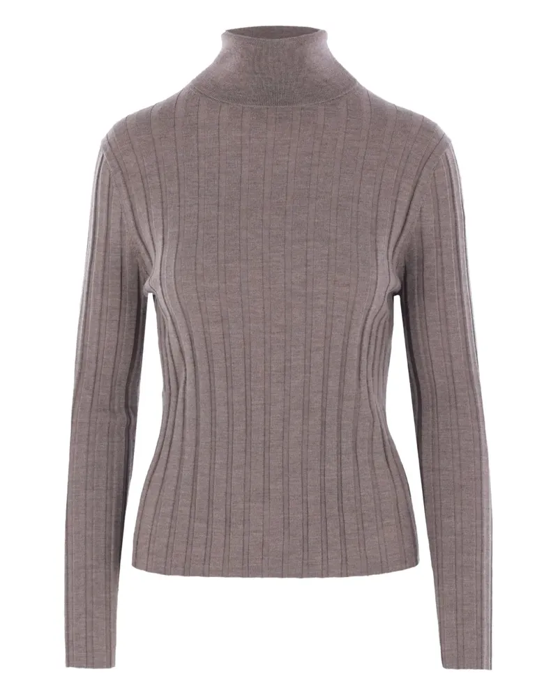 ALLUDE Gerippter Rollkragenpullover - Grau Grau