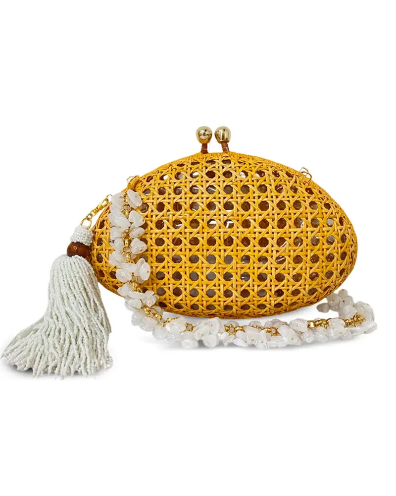 Serpui Elise Clutch aus Korbgeflecht - Gelb Gelb