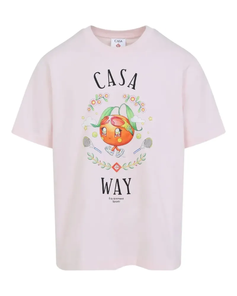 Casablanca Paris Way Kawaii T-Shirt mit Orangen-Print - Rosa Rosa