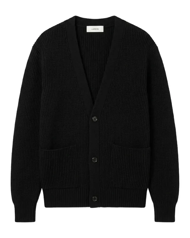 LARDINI Gerippter Cardigan mit V-Ausschnitt - Schwarz Schwarz
