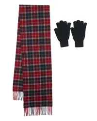 Barbour Set aus gestricktem Schal und Handschuhen Rot