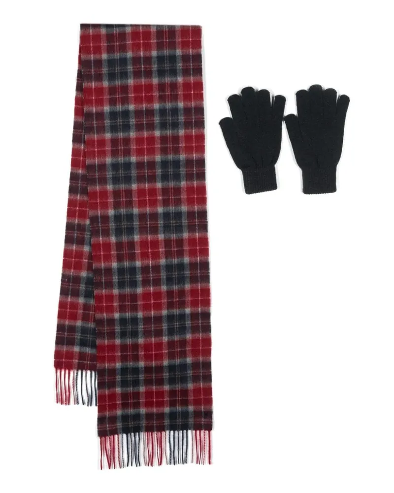 Barbour Set aus Schal und Handschuhen mit Schottenkaro - Rot Rot