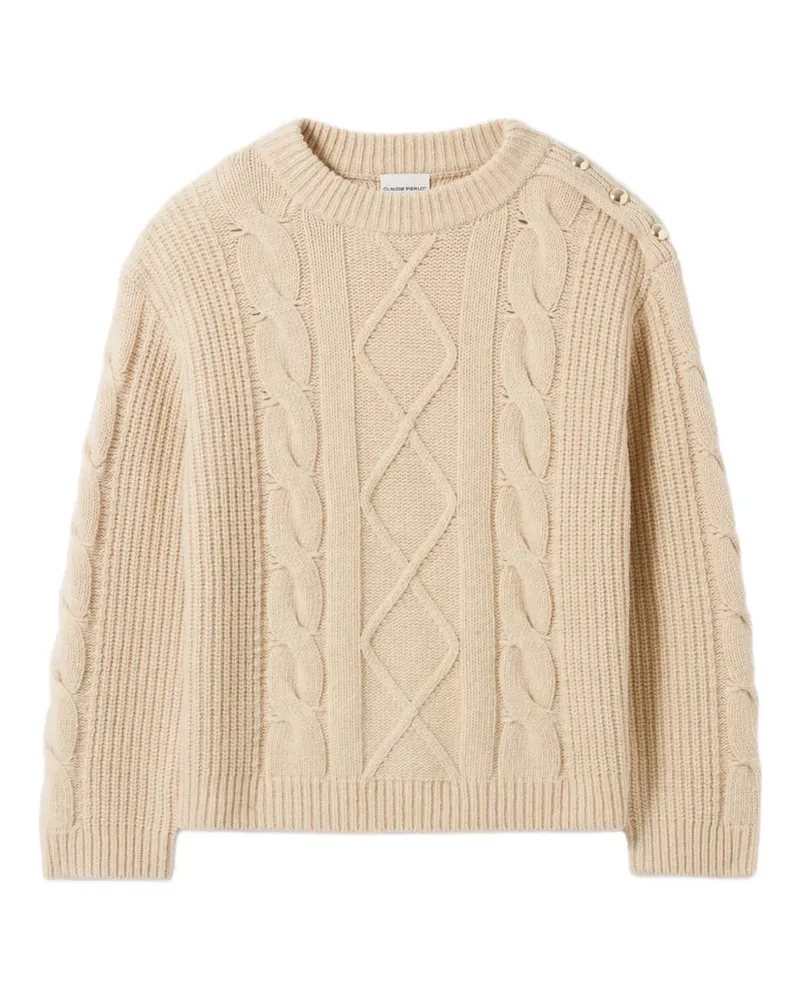 Claudie Pierlot Geknöpfter Pullover mit Zopfmuster - Nude Nude