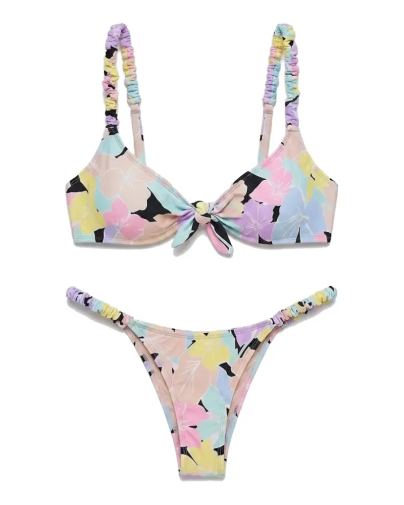 Reina Olga Luca floral-print bikini - Nude Nude