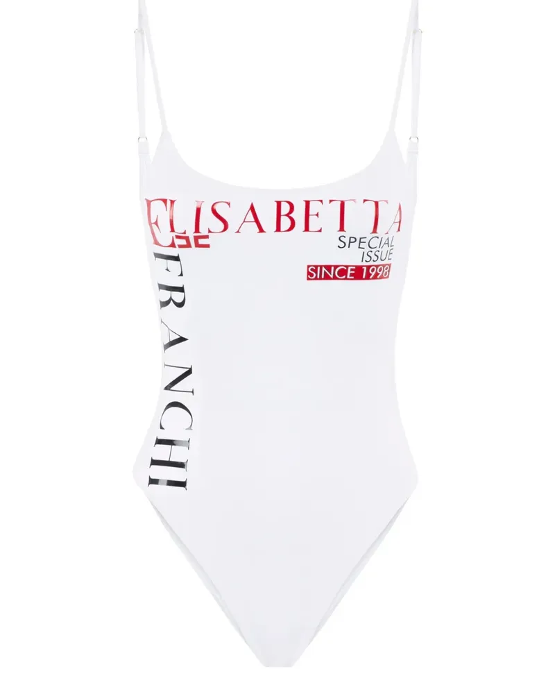 Elisabetta Franchi Badeanzug mit Logo-Print - Weiß Weiß