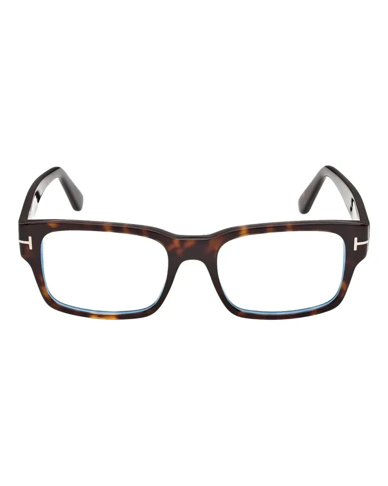 Tom Ford Eckige Sonnenbrille mit T-Motiv - Braun Braun