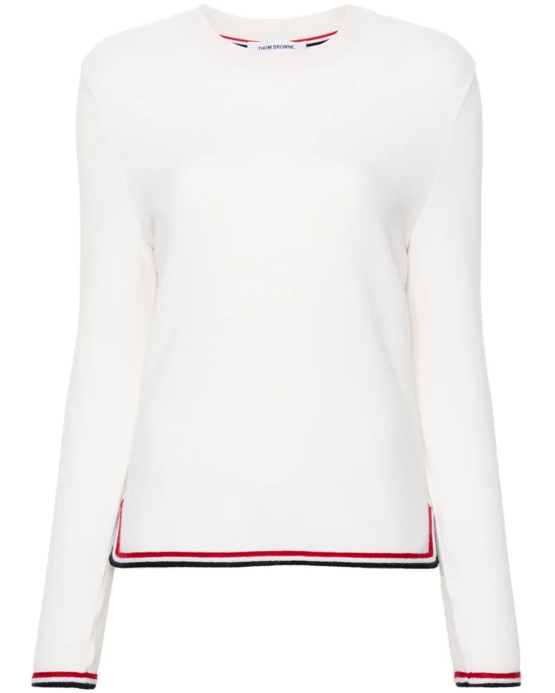 Thom Browne Kaschmirpullover mit gestreiften Kanten - Nude Nude