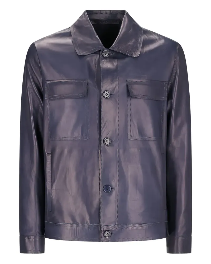 Salvatore Santoro Hemdjacke aus Leder - Blau Blau