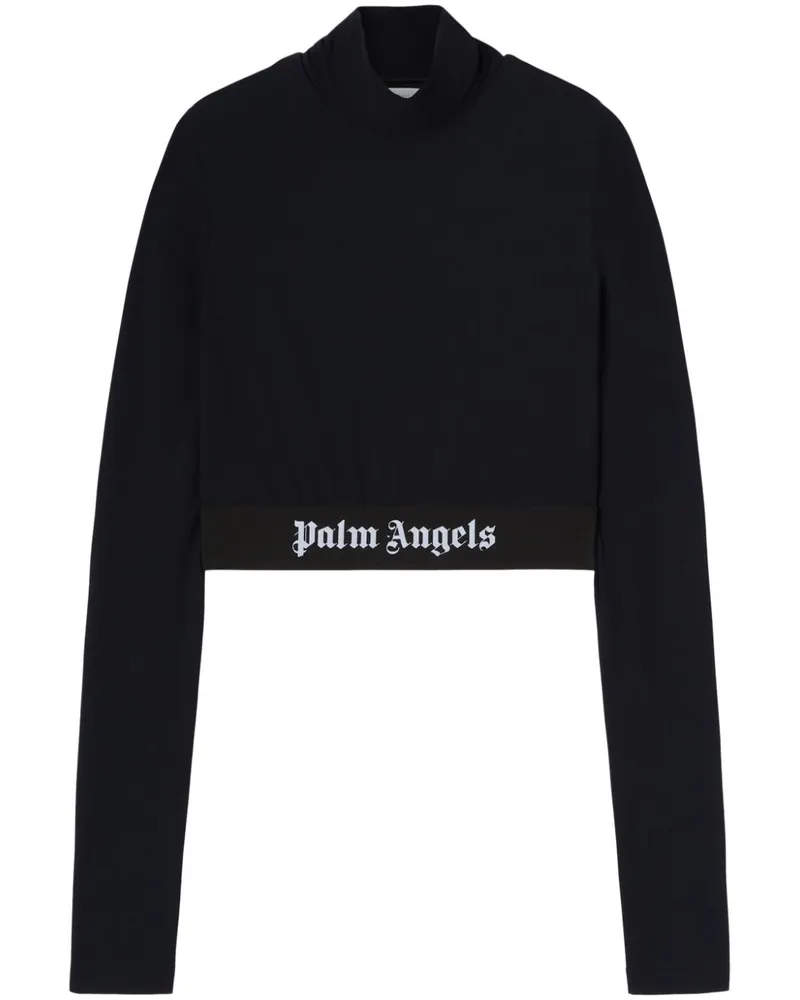 Palm Angels Cropped-Top mit Stehkragen - Schwarz Schwarz