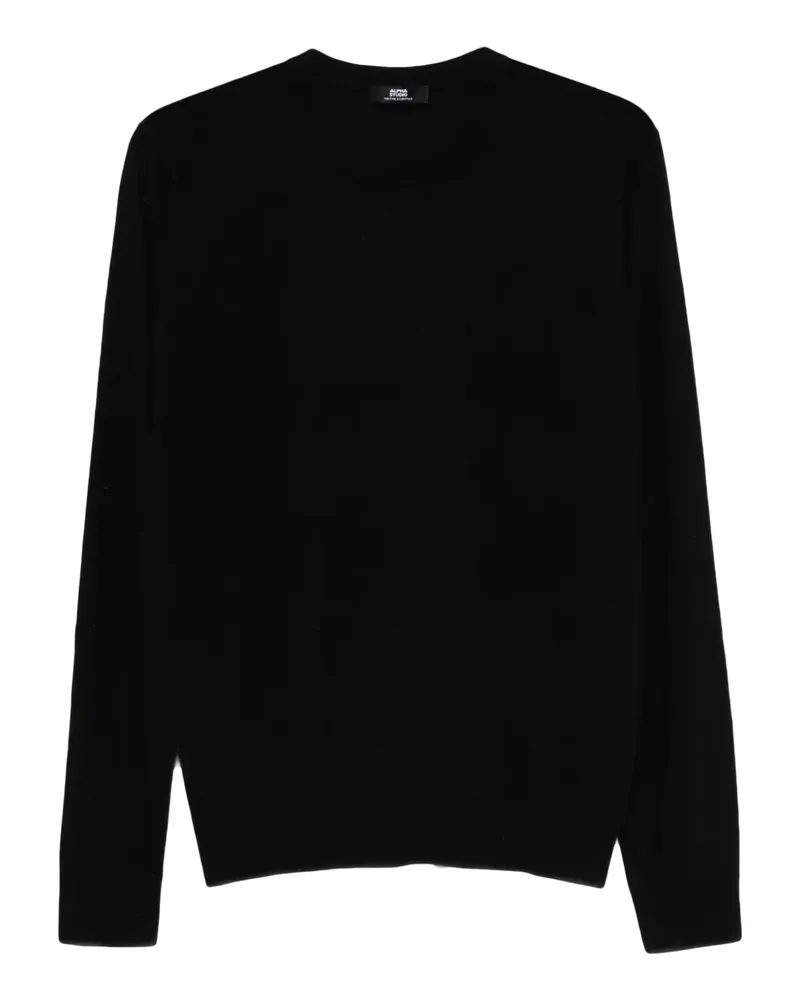 Alpha Studio Langärmeliger Pullover mit rundem Ausschnitt - Schwarz Schwarz