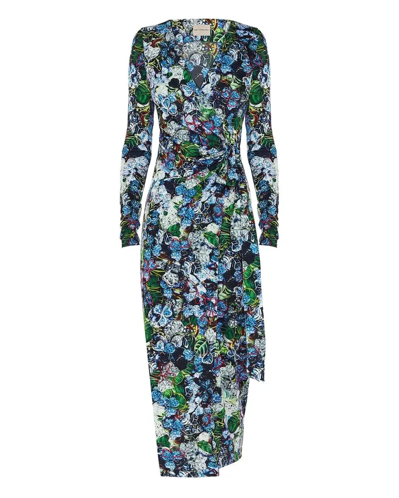 Mary Katrantzou Karola Kleid mit Blumen-Print - Blau Blau