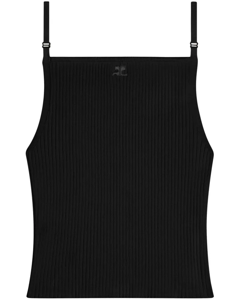 Courrèges Geripptes Trägershirt mit Logo - Schwarz Schwarz