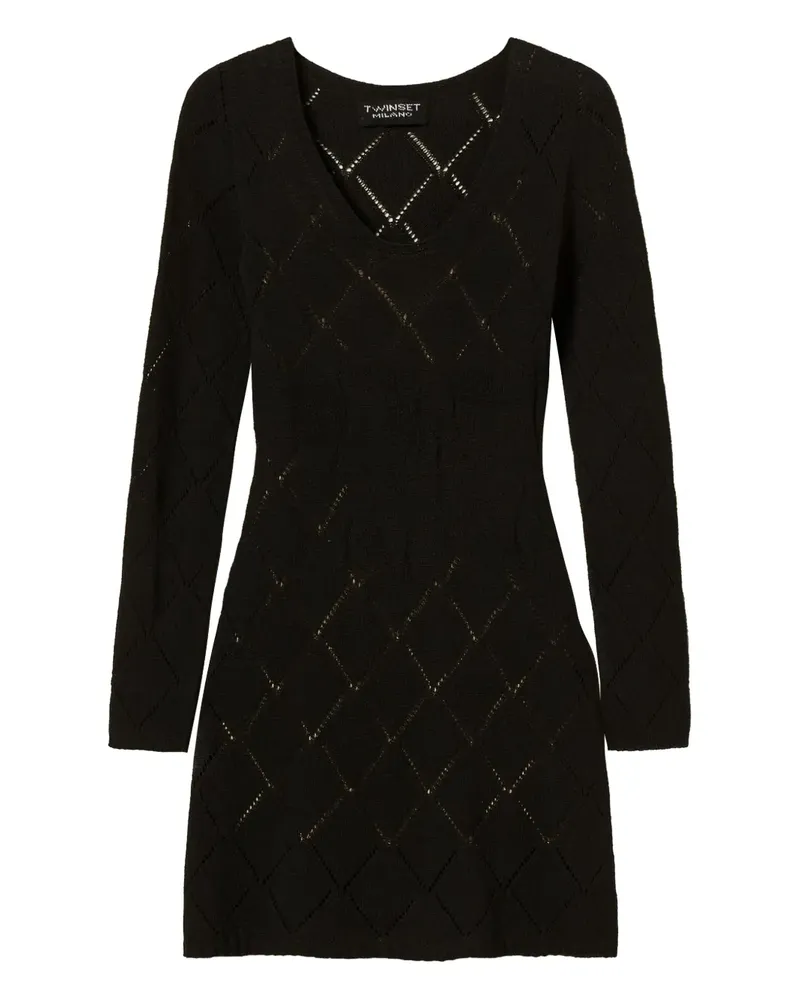 Twin-Set Minikleid mit Rautenmuster - Schwarz Schwarz