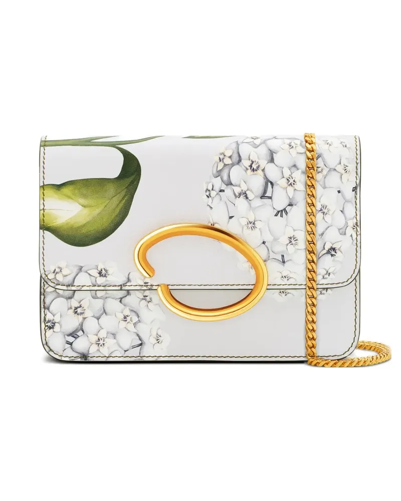 Oscar de la Renta Mini Clutch mit Blumen-Print - Nude Nude