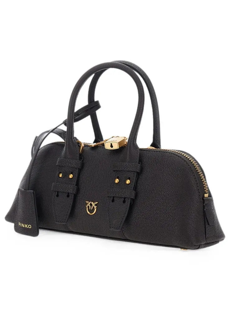Pinko Escape Bag Horizontal small handbag in full-grain leather - Braun Braun