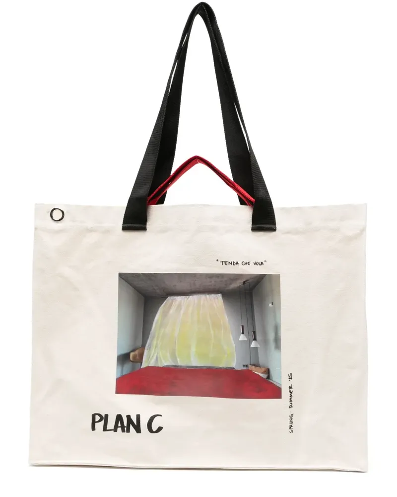PLAN C Tenda Che Vola Tote Bag - Nude Nude