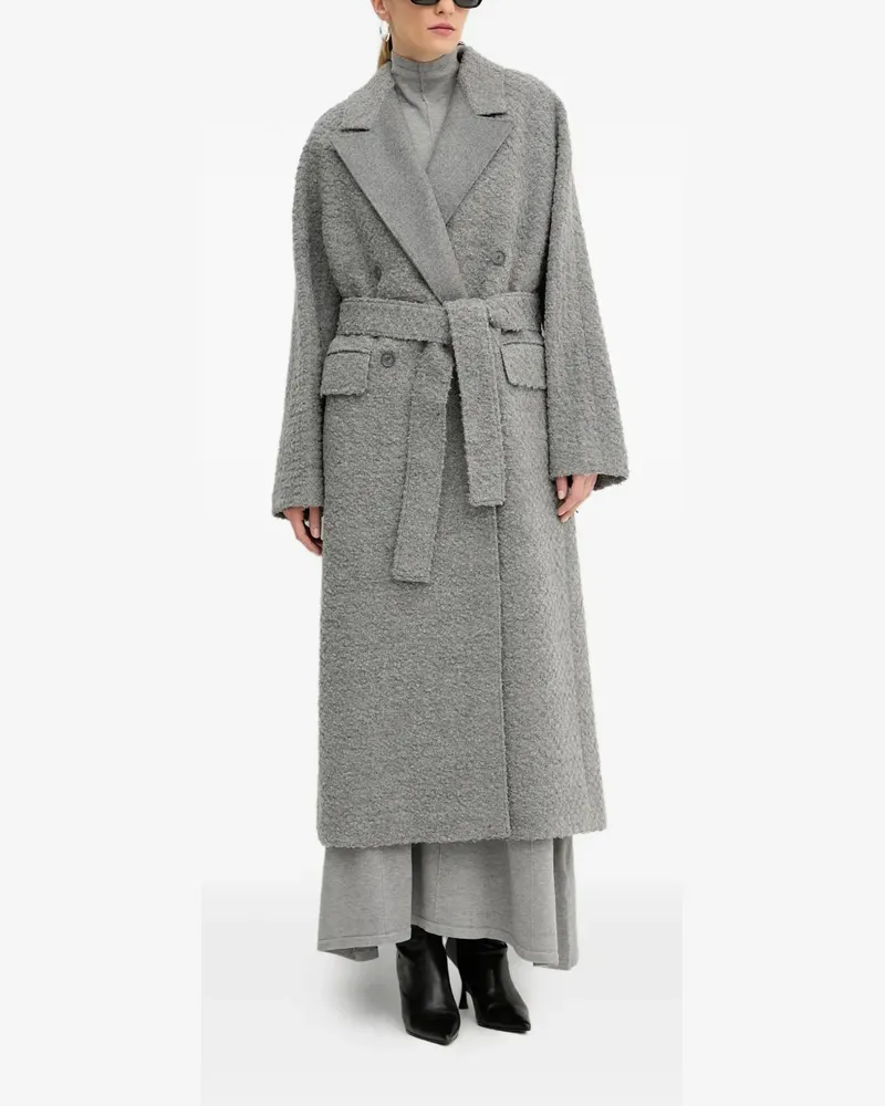 HUGO BOSS bouclé belted coat - Grau Grau