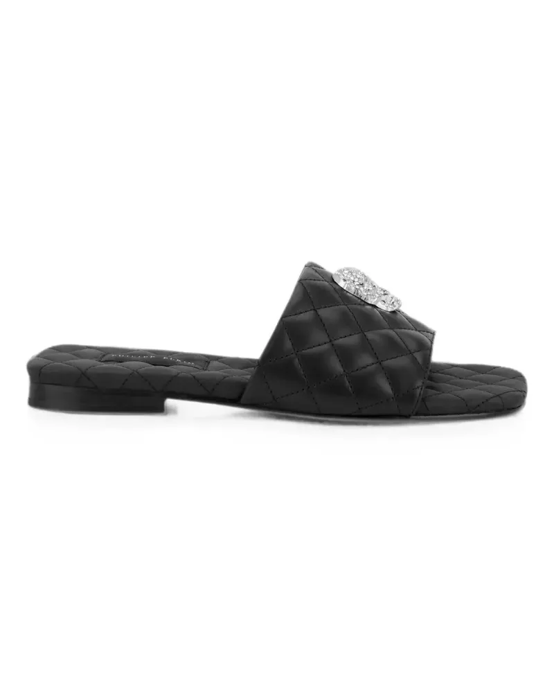 Philipp Plein Sandalen aus Nappa-Matelassé Crystal Skull - Schwarz Schwarz
