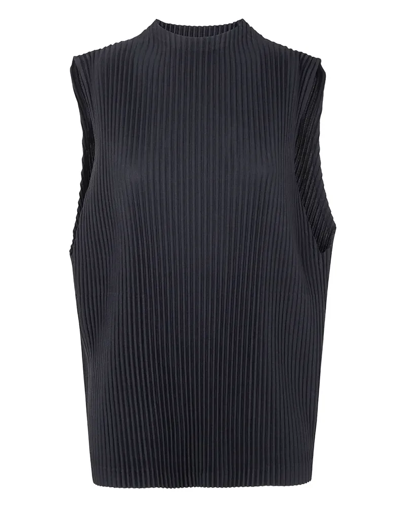 Issey Miyake Plissiertes Top - Schwarz Schwarz