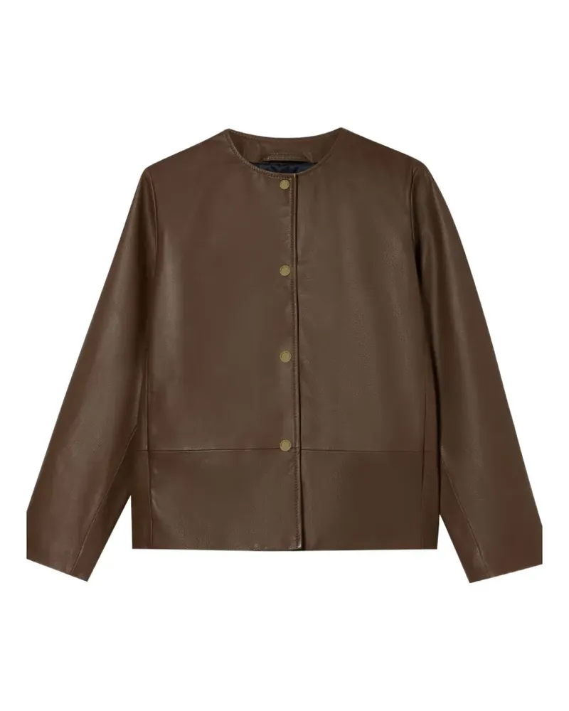 Brooks Brothers collarless leather jacket - Braun Braun