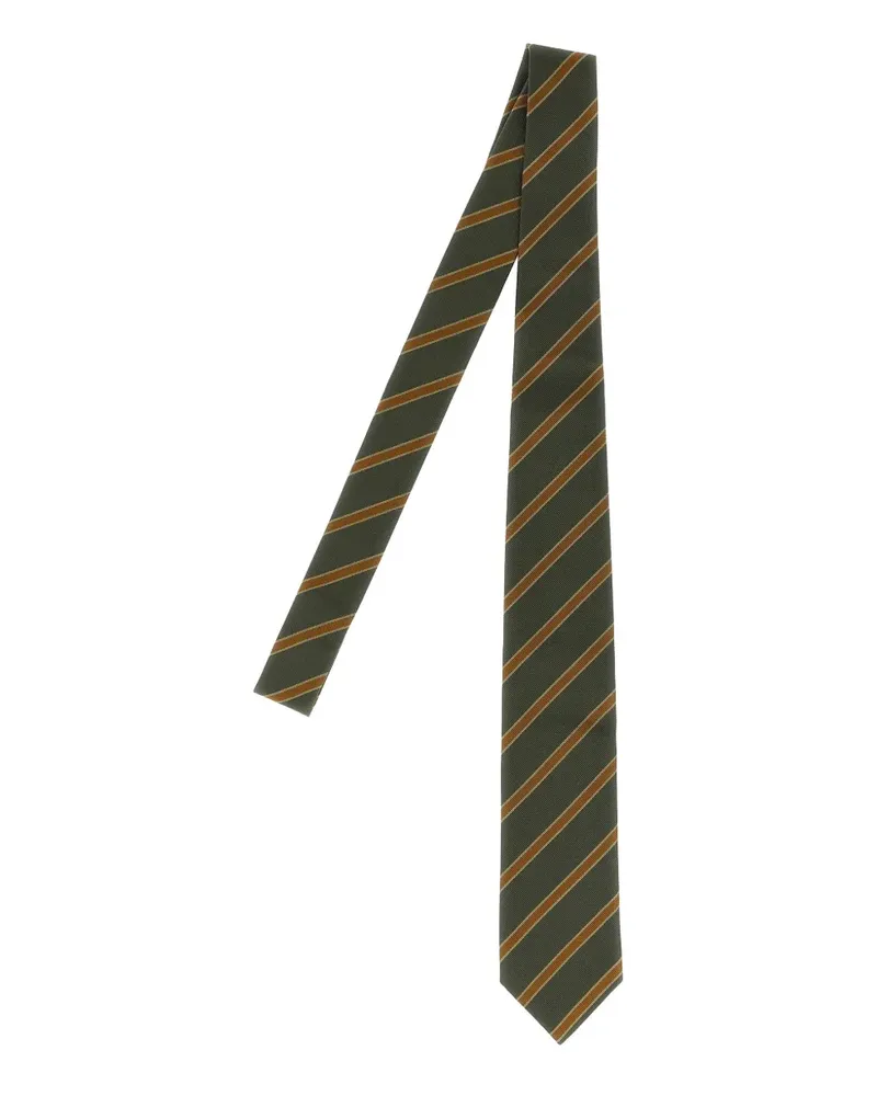 AURALEE Gestreifte Krawatte aus Seide - Grün Grün