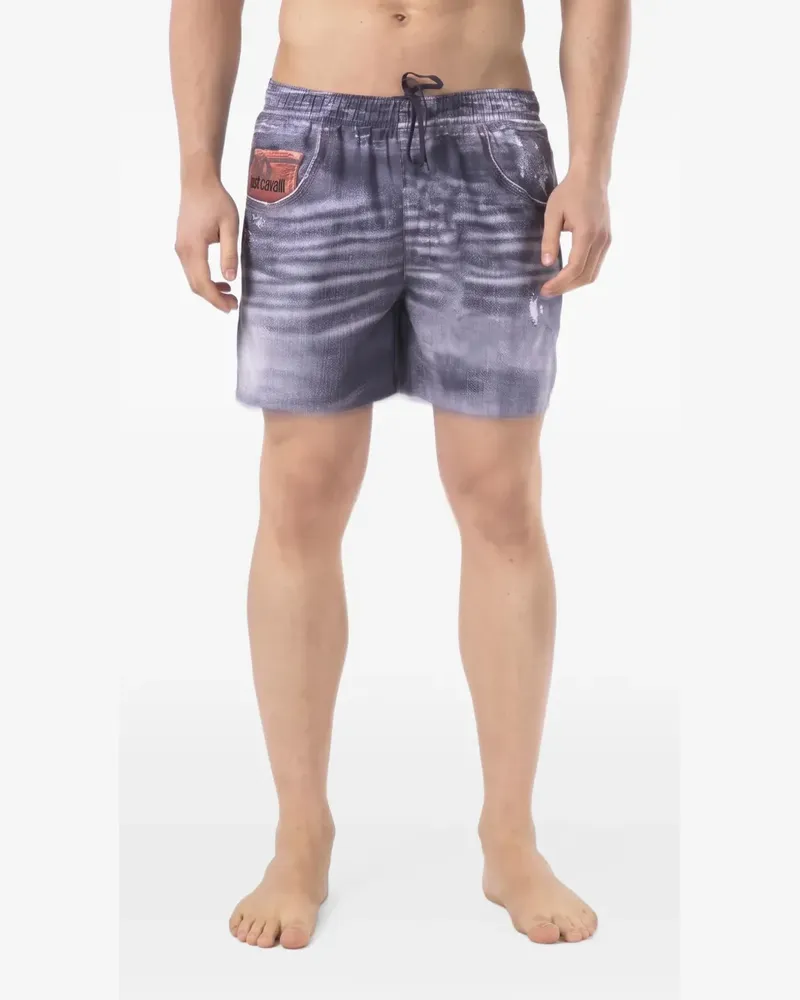 Just Cavalli Badeshorts mit Jeans-Print - Blau Blau