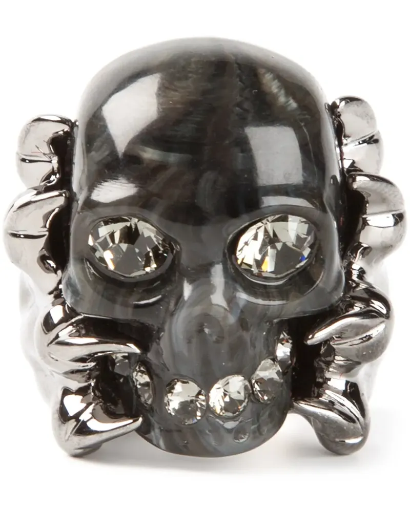 Alexander McQueen claw skull cocktail ring - Schwarz Schwarz
