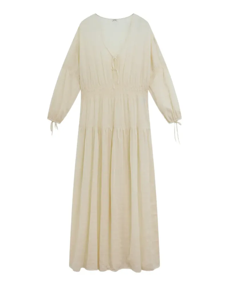 ASPESI tiered shirred midi dress - Nude Nude