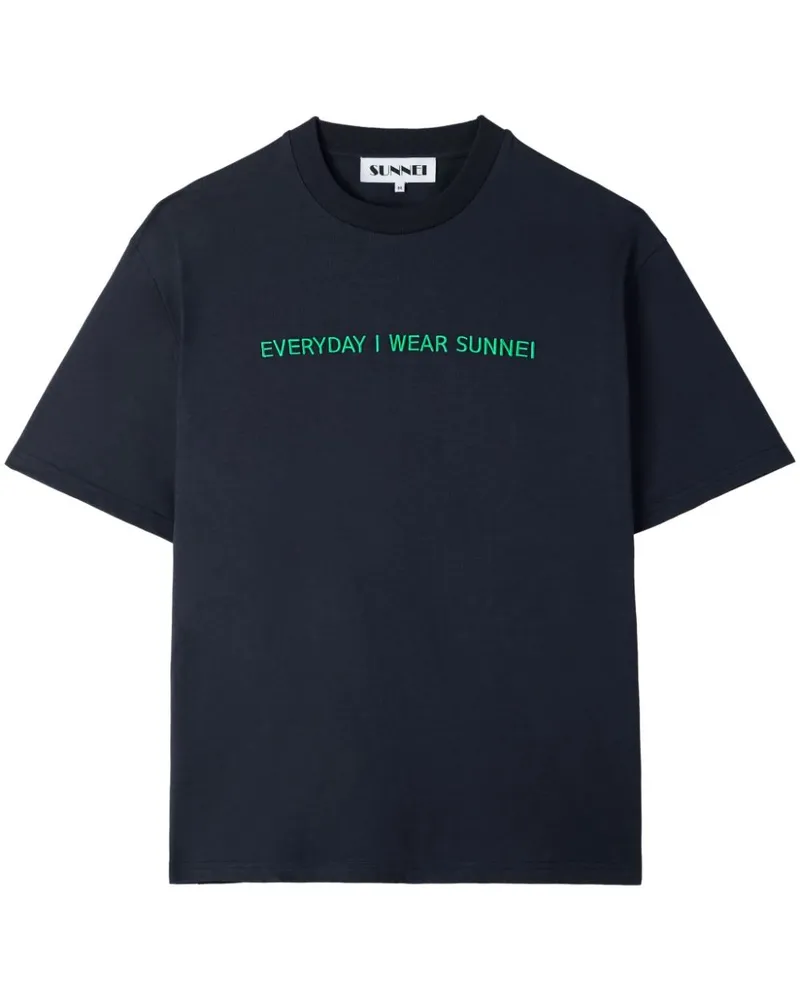 SUNNEI T-Shirt mit Slogan-Stickerei Blau