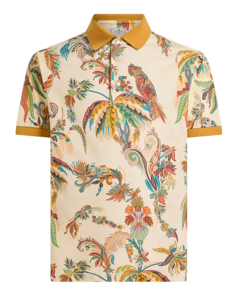 Etro Poloshirt mit Papagei- und Palmenmotiv - Gelb Gelb